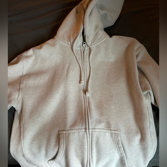 Aritzia Tops Aritzia Tna Boyfriend Zip Up Hoodie Color Heather Oatmeal Poshmark